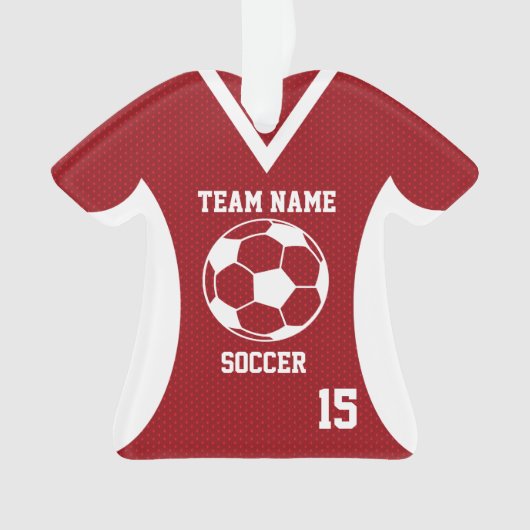 Voetbal Sport Jersey Rood met Foto Ornament (voorkant)