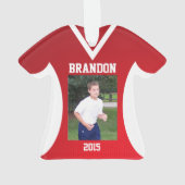 Voetbal Sport Jersey Rood met Foto Ornament (achterkant)