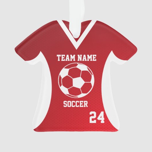 Voetbal Sport Jersey Rood met Foto Ornament (voorkant)