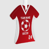 Voetbal Sport Jersey Rood met Foto Ornament (voorkant)