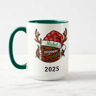 Voetbal Sport Kerst 2025 Mok   Aangepaste Naam