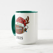 Voetbal Sport Kerst 2025 Mok | Aangepaste Naam (Voorkant links)