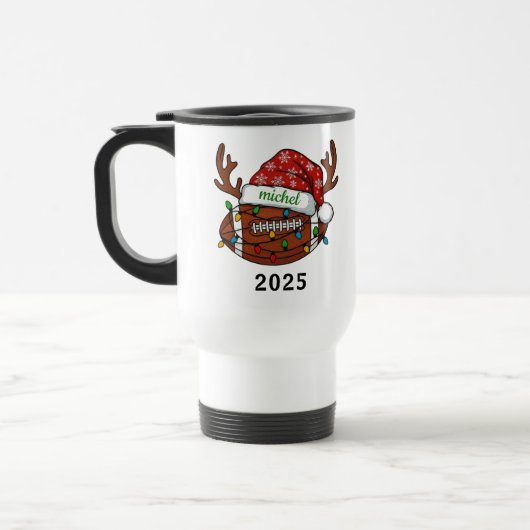 Voetbal Sport Kerst 2025 Mok | Aangepaste Naam (Links)