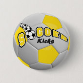 Voetbal Sport Kicks | Geel Ronde Button 5,7 Cm (Voorkant)