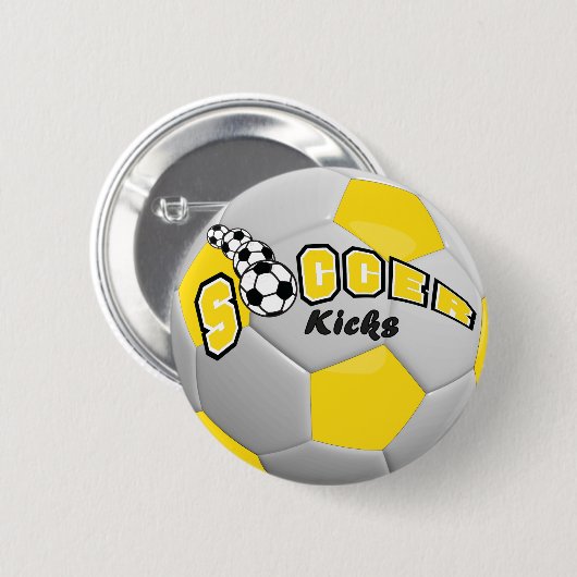 Voetbal Sport Kicks | Geel Ronde Button 5,7 Cm (Voorkant /achterkant)