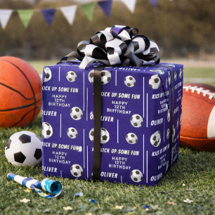 Voetbal Sport Kinderen Verjaardagsfeestje Cadeaupapier