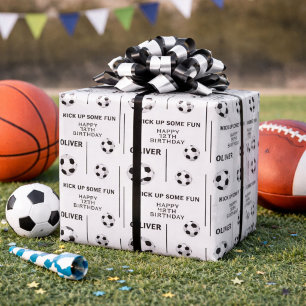 Voetbal Sport Kinderen Verjaardagsfeestje Cadeaupapier