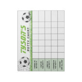 Voetbal Sport Potty Chart Gepersonaliseerde Naam & Notitieblok (Linkerzijde)
