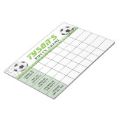 Voetbal Sport Potty Chart Gepersonaliseerde Naam & Notitieblok (Schuin)
