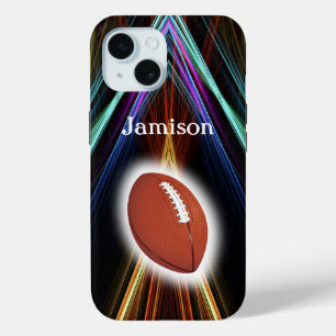 Voetbal Sport speler en bal Personaliseer iPhone 15 Case