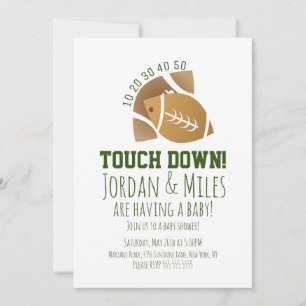 Voetbal Sport TouchDown Tailgating Baby Shower Kaart