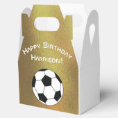 Voetbal Sport Verjaardagsfeest Donker Goud Wit Bedankdoosjes (Geopend)