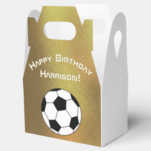 Voetbal Sport Verjaardagsfeest Donker Goud Wit Bedankdoosjes (Geopend)