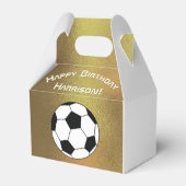 Voetbal Sport Verjaardagsfeest Donker Goud Wit Bedankdoosjes (Voorkant Zijde)