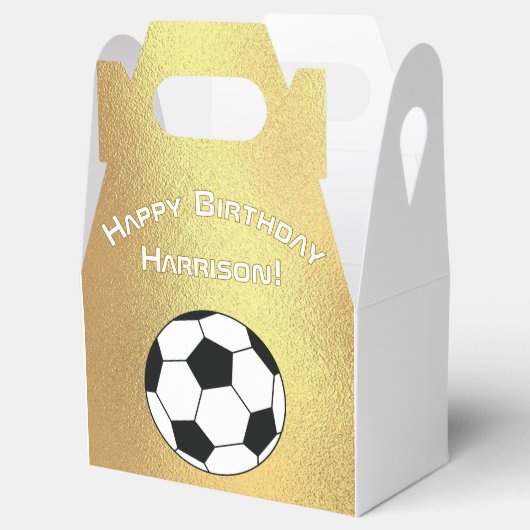 Voetbal Sport Verjaardagsfeest Goud Wit Bedankdoosjes (Geopend)