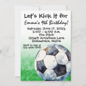 Voetbal Sport Waterverf Verjaardagsuitnodigingen Kaart (Voorkant)