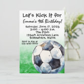 Voetbal Sport Waterverf Verjaardagsuitnodigingen Kaart (Staand voorkant)