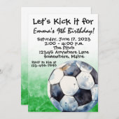 Voetbal Sport Waterverf Verjaardagsuitnodigingen Kaart (Voorkant / Achterkant)