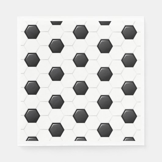 Voetbal Sport Wit Zwart Spel Kinder Plezier Servet (Voorkant)