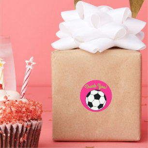 Voetbal Sports Birthday Party Dank je roze Ronde Sticker