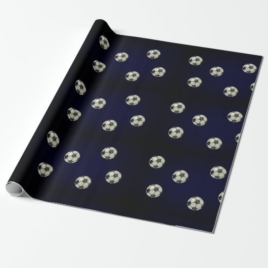 Voetbal Sporty Wrapping Paper-Deep Rich Blue Cadeaupapier (Uitgerold)