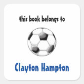Voetbal Square Book Library Sticker (Voorkant)