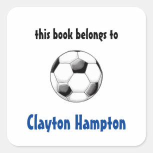 Voetbal Square Book Library Sticker