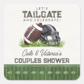 Voetbal staarthek en vier touchdown koppels vierkante sticker (Voorkant)