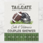 Voetbal staarthek en vier touchdown koppels wijn etiket (Enkel label)