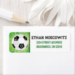 Voetbal, ster van David Bar Mitzvah Etiket<br><div class="desc">Deze zwarte, witte en groene voetballen Bar Mitzvah-adresetiketten met een kleine witte davidster op hen komen overeen met het voetbal in netto Bar Mitzvah-uitnodiging, maar ze kunnen ook worden gebruikt voor het versturen van voetbaluitnodigingen, WK-feesten of evenementuitnodigingen als u de davidster verwijdert. Deze voetbal Bar Mitzvah retouradres mailing labels zijn...</div>