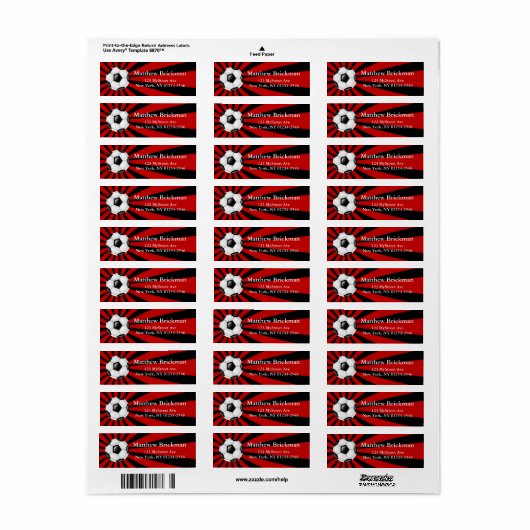 Voetbal Sticker Red Black Return Label (Full Sheet)