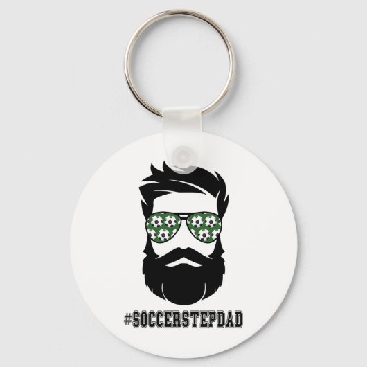 Voetbal stiefvader met baard stap vader stap site sleutelhanger (Voorkant)