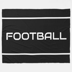 VOETBAL Strakke witte tekststrepen op modern zwart Fleece Deken