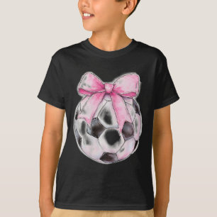 Voetbal Strikte Roze Coquette Strikte Lint Meisjes T-shirt