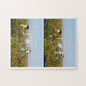 Voetbal strip van de Fubby's in actie. Legpuzzel (Horizontaal)