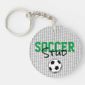 VOETBAL STUD Ball Net Sport Zwart Wit Groen Fun Sleutelhanger (Voorkant)
