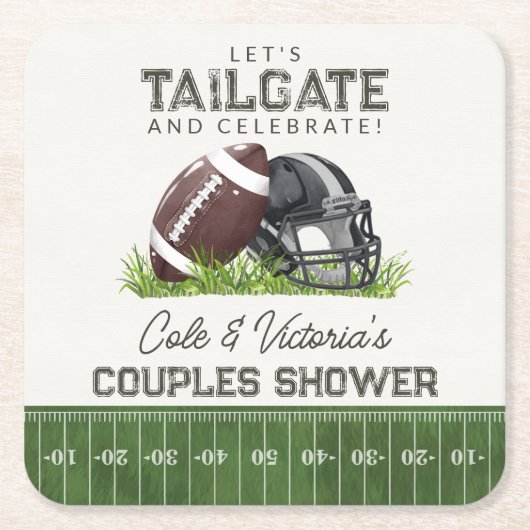 Voetbal Tailgate & Vieren Touchdown Koppels Kartonnen Onderzetters (Voorkant)