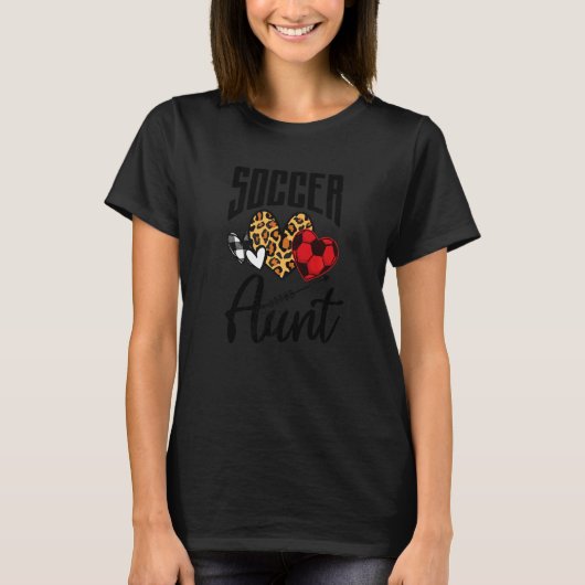 Voetbal Tante Leopard Hart Moederdag T-shirt (Voorkant)