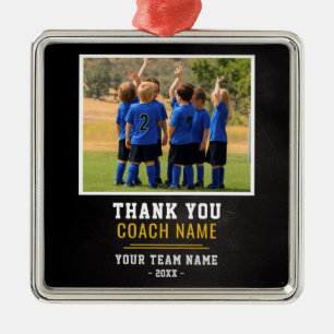 Voetbal Team Coach Bedankt Foto Metalen Ornament
