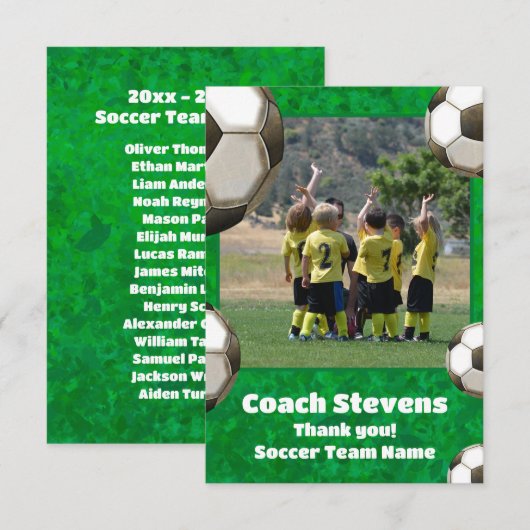 Voetbal Team Foto Voetballen Voetbal coach Bedankkaart (Voorkant / Achterkant)