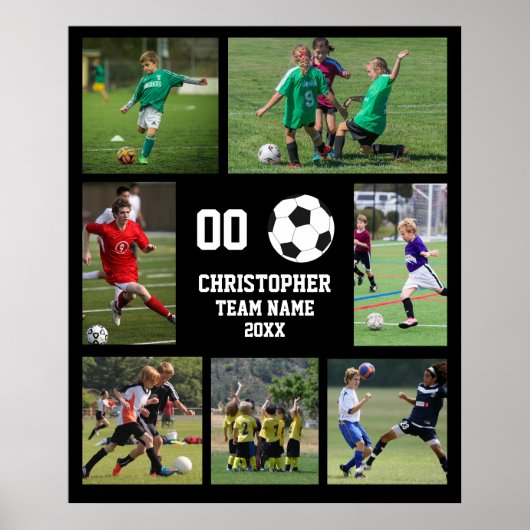 Voetbal Team Naam Fotocollage Poster (Voorkant)