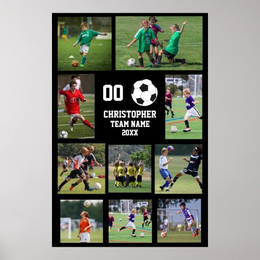 Voetbal Team Naam Fotocollage Poster (Voorkant)