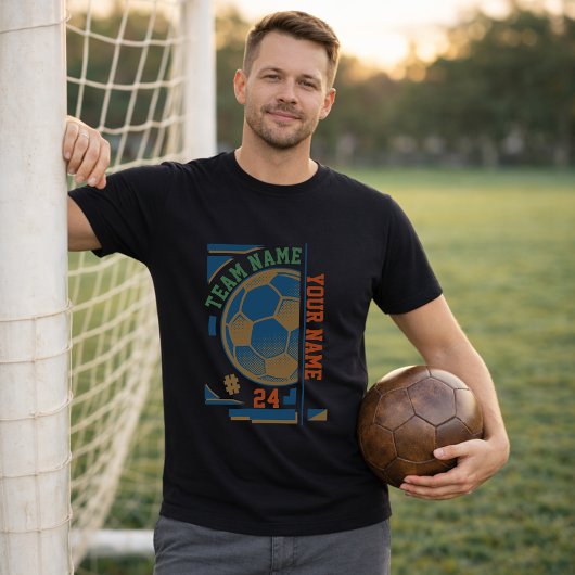 Voetbal Team Naam Speler Nummer Moderne Bal T-shirt