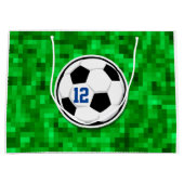 Voetbal Team Speler NUMMER Green Grass Fun Groot Cadeauzakje (Voorkant)