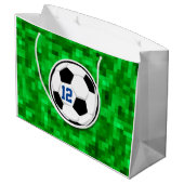 Voetbal Team Speler NUMMER Green Grass Fun Groot Cadeauzakje (Achterkant Gekanteld)