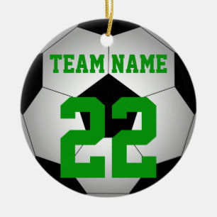 Voetbal teamnaam gepersonaliseerd keramisch ornament
