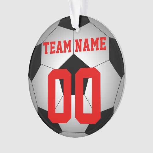 Voetbal teamnaam gepersonaliseerd ornament (voorkant)