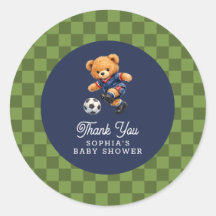 Voetbal Teddybeer Schachbrett Retro Baby Shower