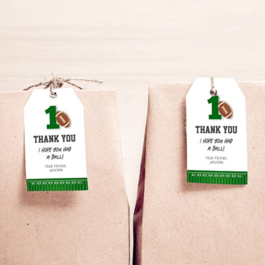 Voetbal Thema Eerste Jaar Down Verjaardag Bedankt Cadeaulabel