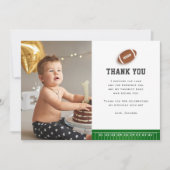 Voetbal Thema Eerste Jaar Down Verjaardagsfoto Bedankkaart (Voorkant)